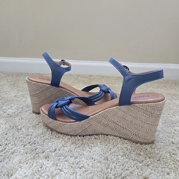 Sundance Wedge Sandals Womens EU 41 US 10-10.5 Blue Braided Leather - Picture 5 of 10
